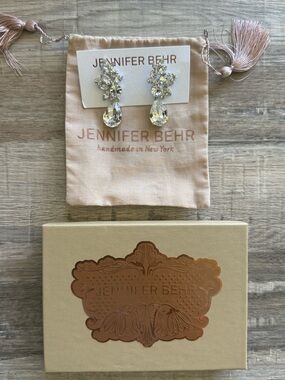 Jennifer Behr Clear Crystal Drop Statement Earrings